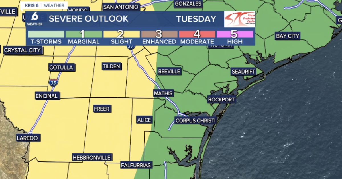 Strong to severe storms possible tonight across Coastal Bend