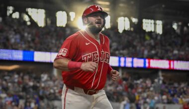 Rangers' Jake Burger Remains in Game After Being Hit By Pitch vs. Padres