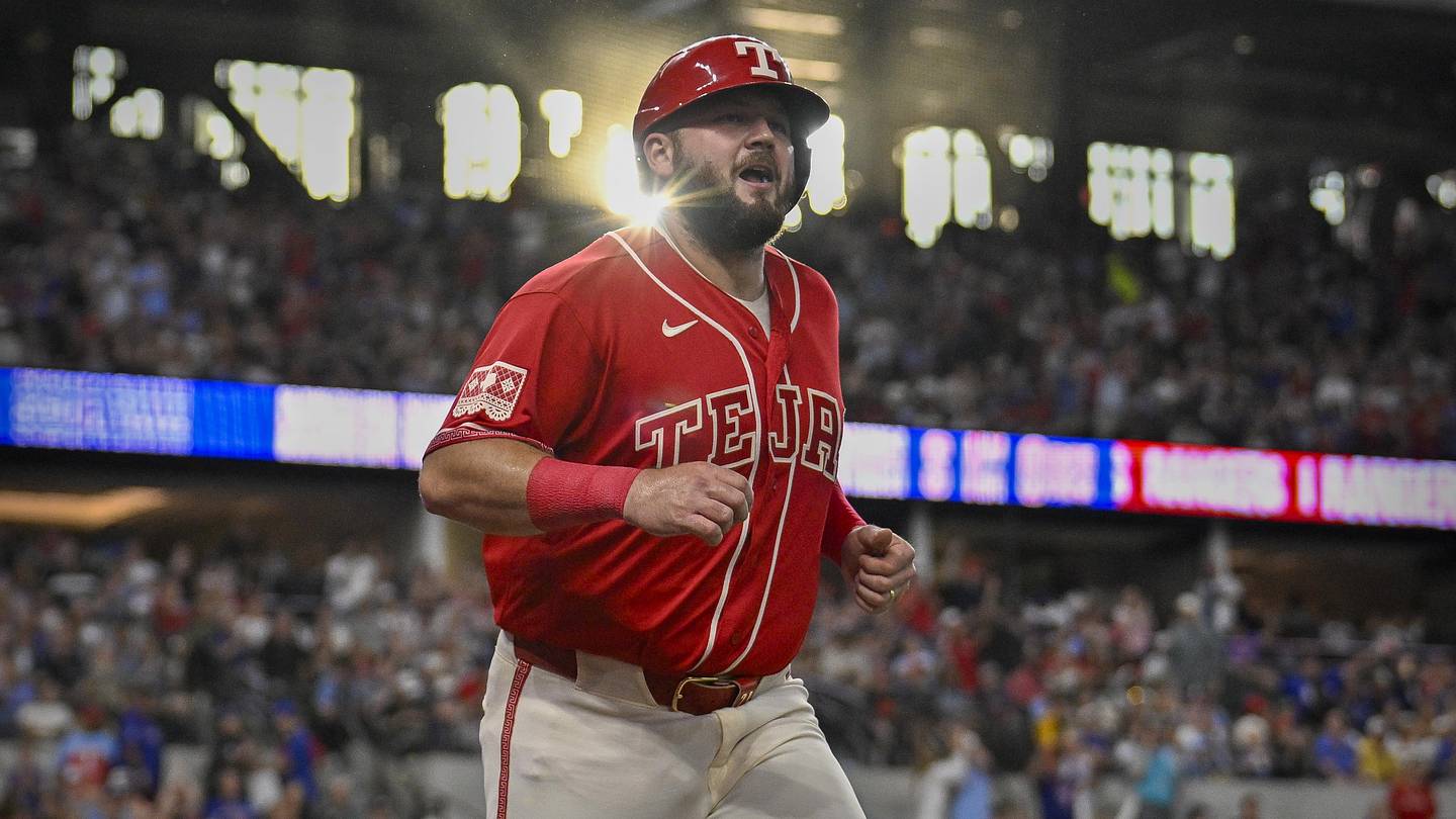 Rangers' Jake Burger Remains in Game After Being Hit By Pitch vs. Padres