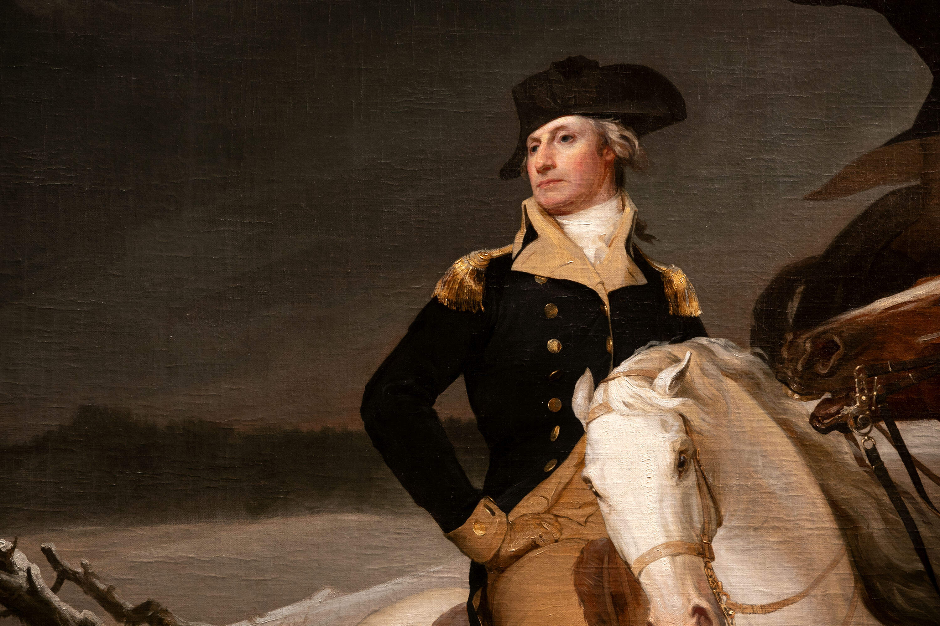 George Washington crossing the Delaware in the painting by Thomas Sully. (Robin Lubbock/WBUR)