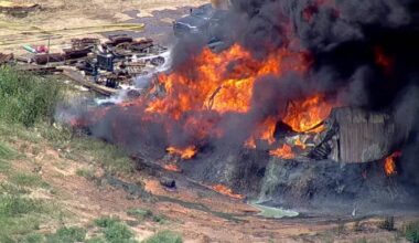 Crews work to put out recycling facility fire in Forest Hill