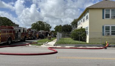 Firefighters extinguish building fire near 10th Street and Morgan Avenue in Corpus Christi