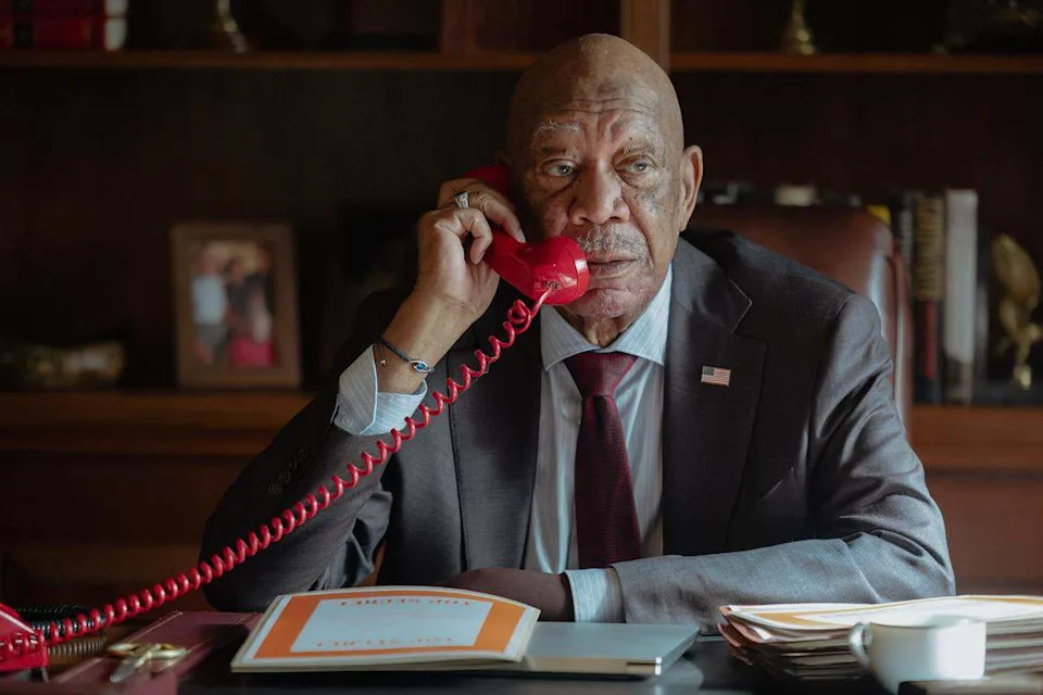 Morgan Freeman as Edwin Mullins in Lioness, episode 4, season 3, streaming on Paramount+, 2026.