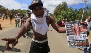 Hundreds of youths protest outside Kenya's Ebola quarantine center for US citizens