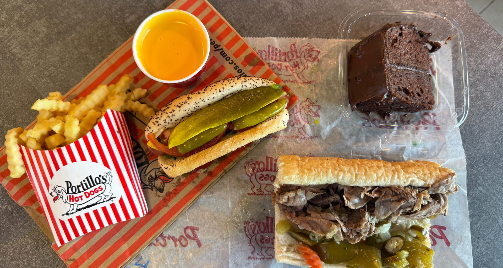 Tray of food at the new Portillo's in Schertz, Texas, on June 1, 2026. A rep for the chain previously told MySA the grand opening party for its first San Antonio-area location will take place June 9, 2026.