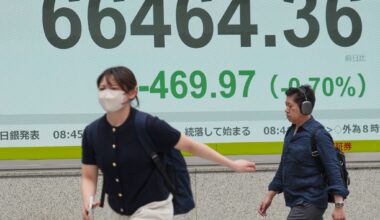 Asian shares mostly slip as latest fighting undermines the US-Iran ceasefire.