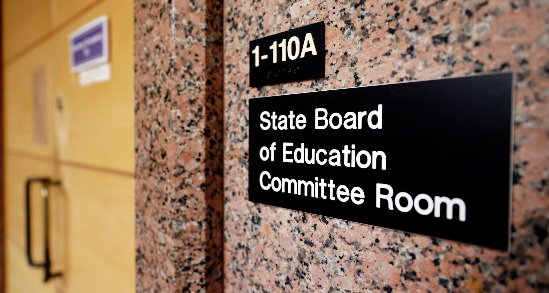 The State Board of Education meeting room is pictured inside the William B. Travis Building in Austin, Texas.