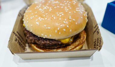 Close-up of McDonald's Double Quarter Pounder burger, Lafayette, California, May 5, 2026. 