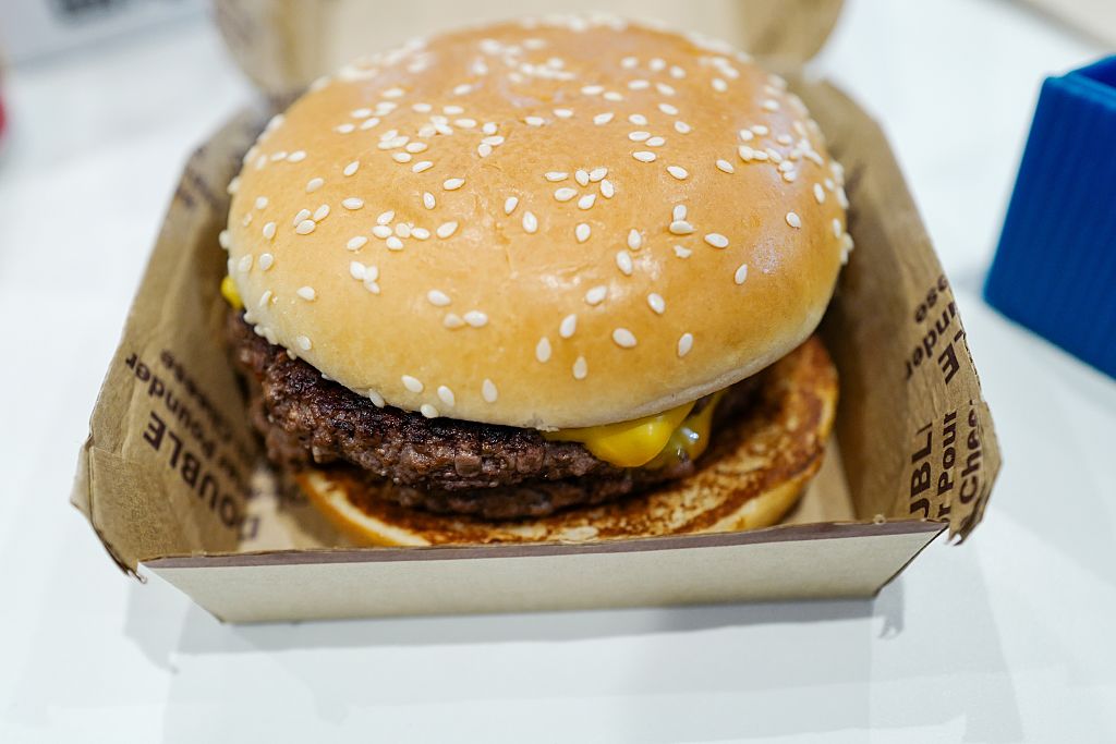 Close-up of McDonald's Double Quarter Pounder burger, Lafayette, California, May 5, 2026. 