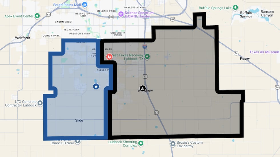 This is a map of current Lubbock-Cooper ISD high school attendance zones.