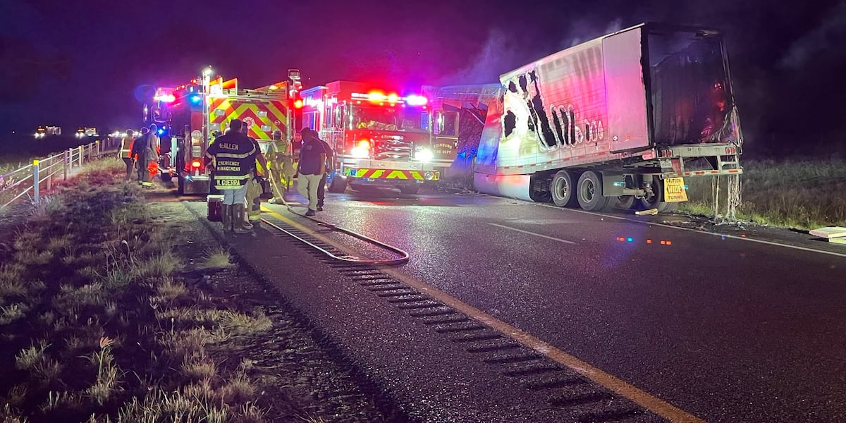 Tractor-trailer chase ends in fire near Texas border; 39 rescued from locked trailer