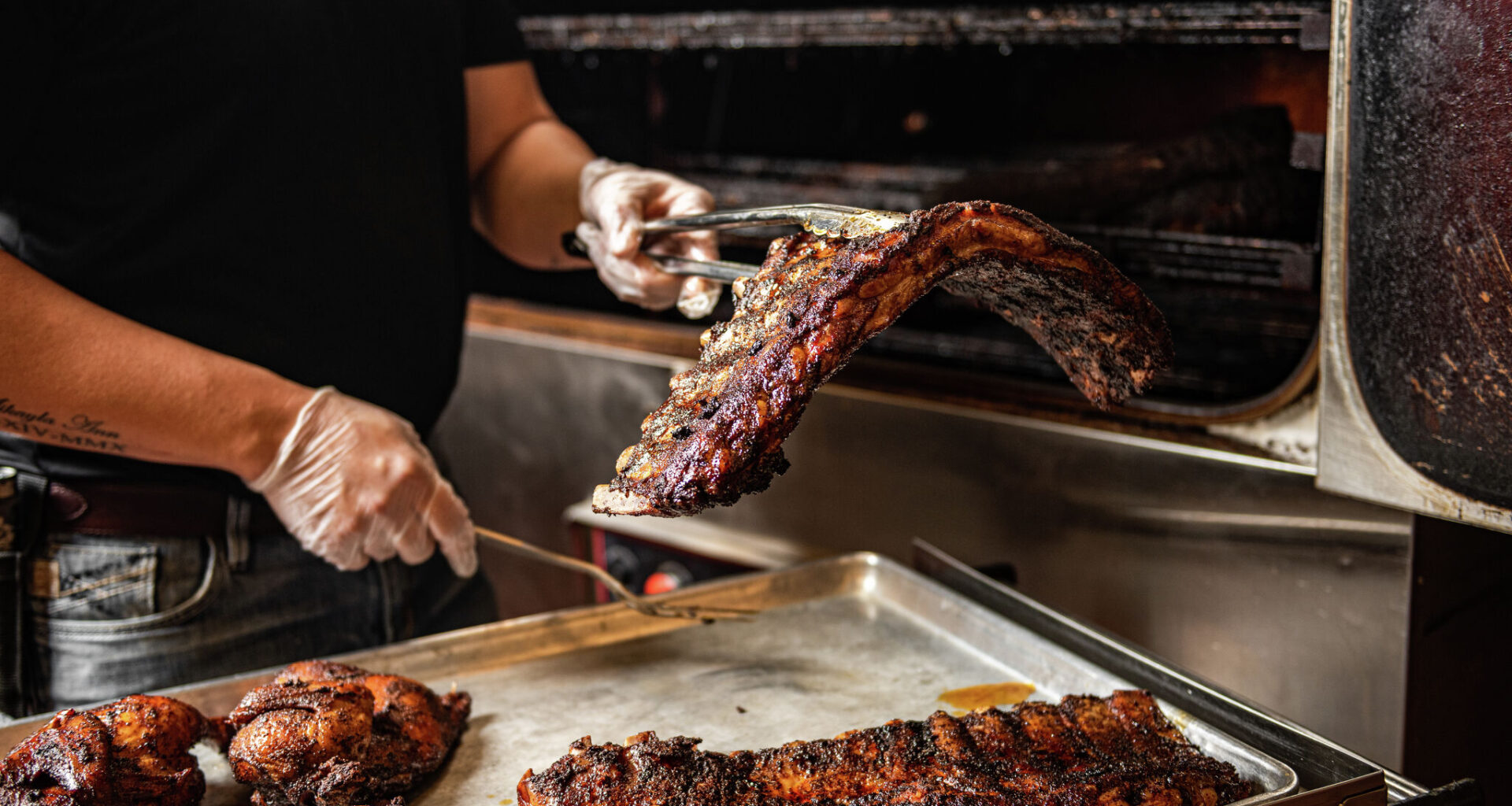 Barbecue smoking at Smokey Mo's.