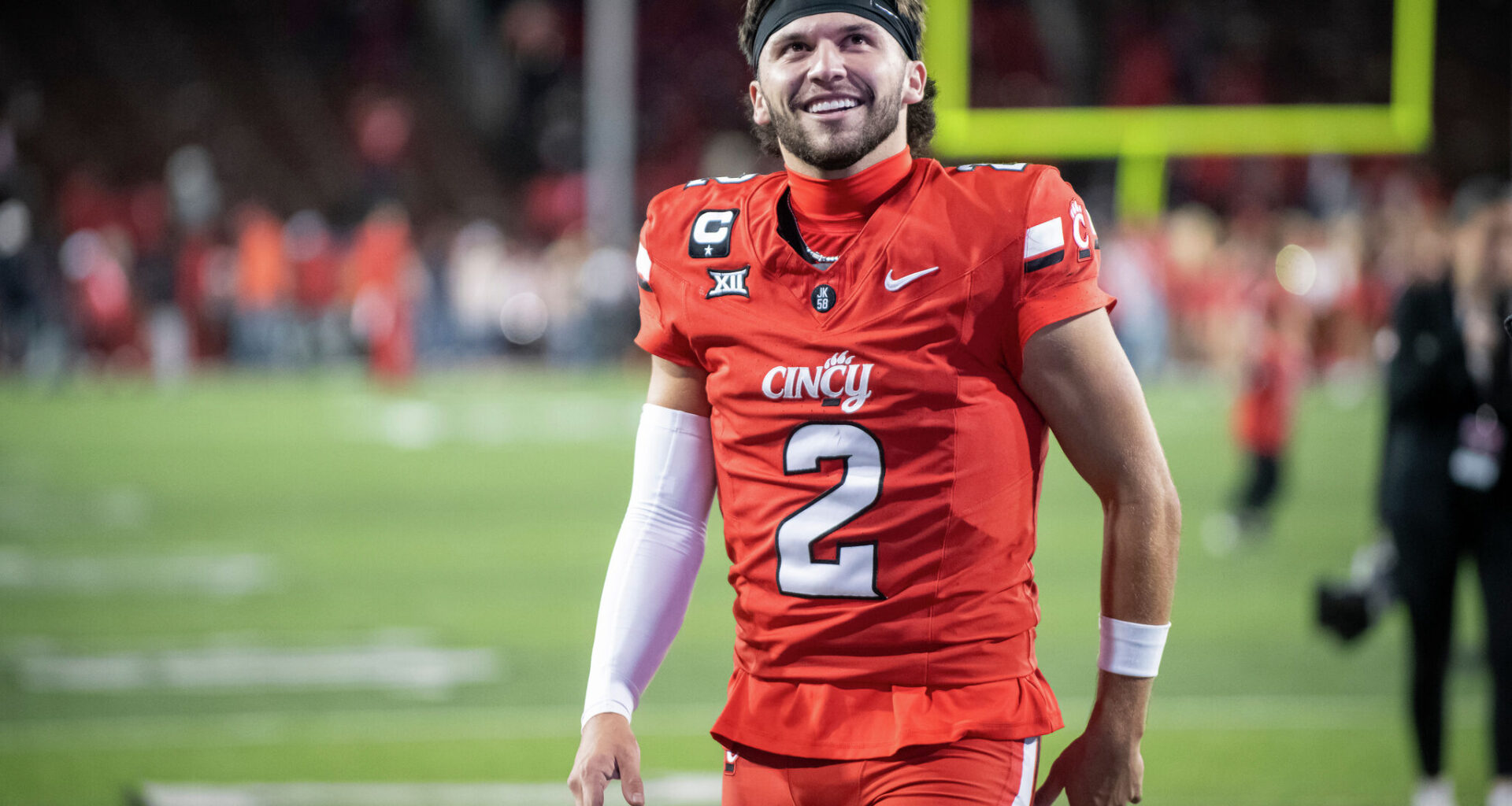 Cincinnati quarterback Brendan Sorsby throws a pass during the second half of an NCAA college football game against Iowa State, Saturday, Nov. 16, 2024, in Ames, Iowa. (AP Photo/Charlie Neibergall)