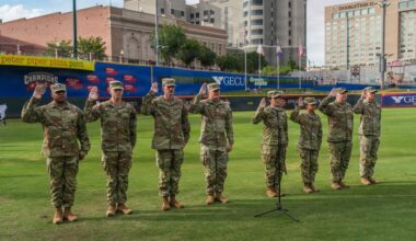 1st Battalion, 501st Attack Battalion holds reenlistment ceremony at El Paso Chihuahuas game