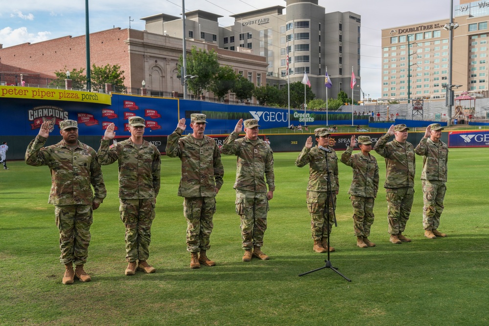1st Battalion, 501st Attack Battalion holds reenlistment ceremony at El Paso Chihuahuas game
