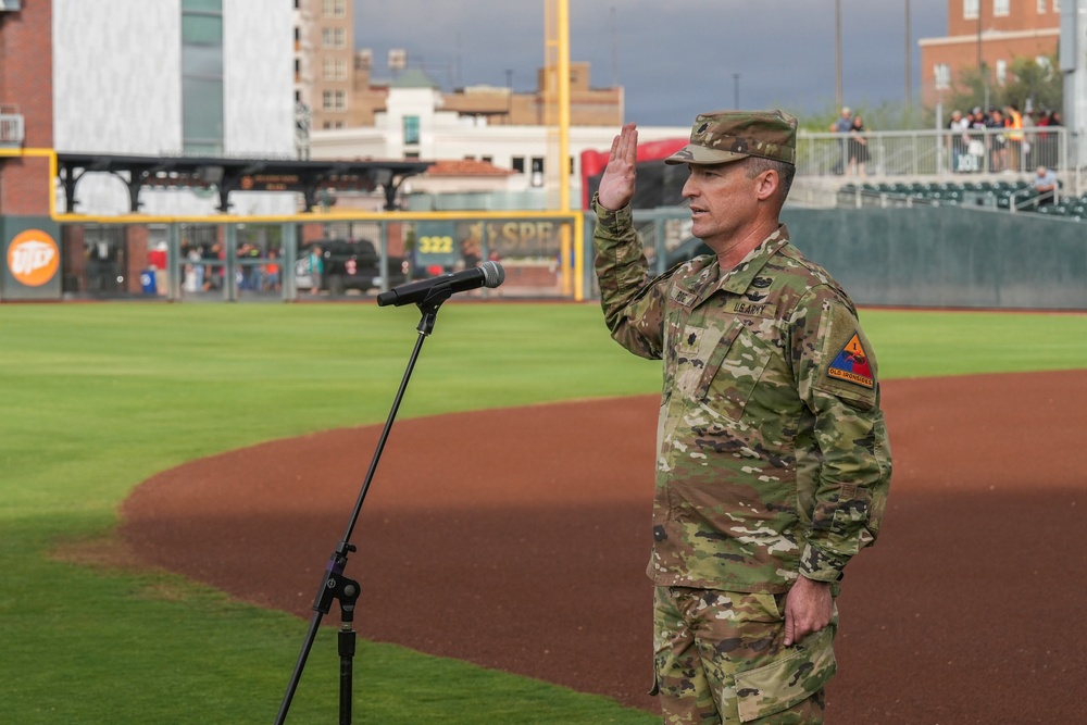 1st Battalion, 501st Attack Battalion holds reenlistment ceremony at El Paso Chihuahuas game