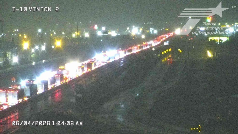 Images from Texas Department of Transportation traffic cameras at I-10 and Vinton show significant traffic backups in the area. (Courtesy: Texas Department of Transportation)