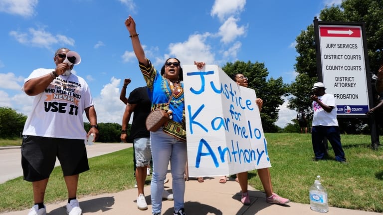 Supporters for Karmelo Anthony demonstrate in front of the Collin...