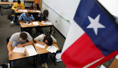 Students wrote English essays during a practice test for the STAAR exam in February 2011.