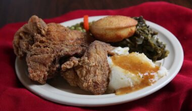 Fried chicken with mashed potatoes, green beans, green peas, carrots and cornbread from Mr. and Mrs. G's Home Cooking.