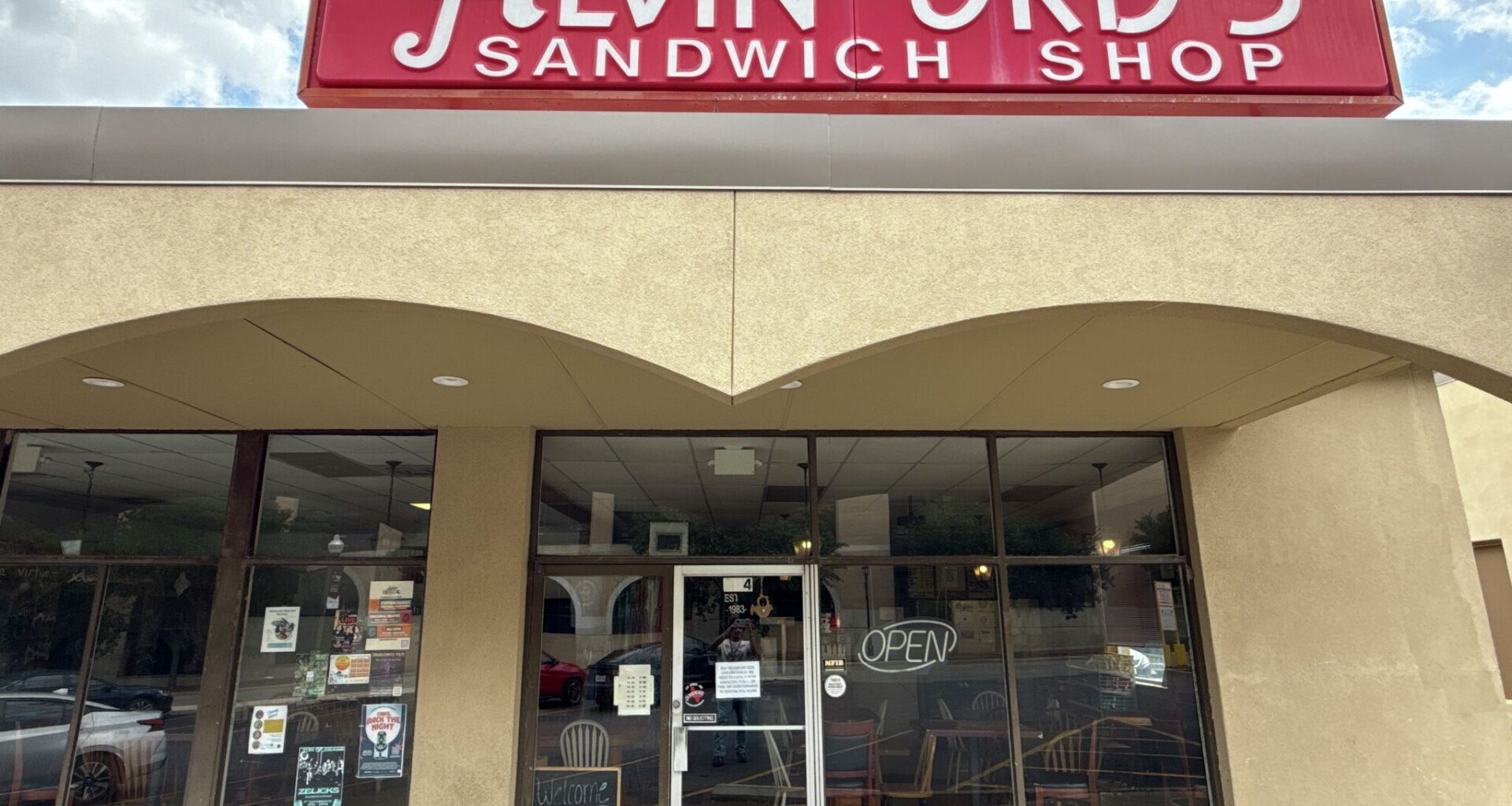 The exterior of Alvin Ord's sandwich shop in San Marcos, Texas, as seen on April 14, 2026, after the longtime sandwich shop announced a temporary shutdown.