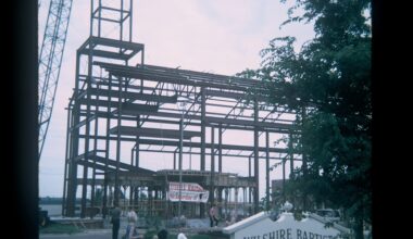 Wilshire Baptist Church in Dallas steeple raising in 1965. Provided by Wilshire Baptist Church. 