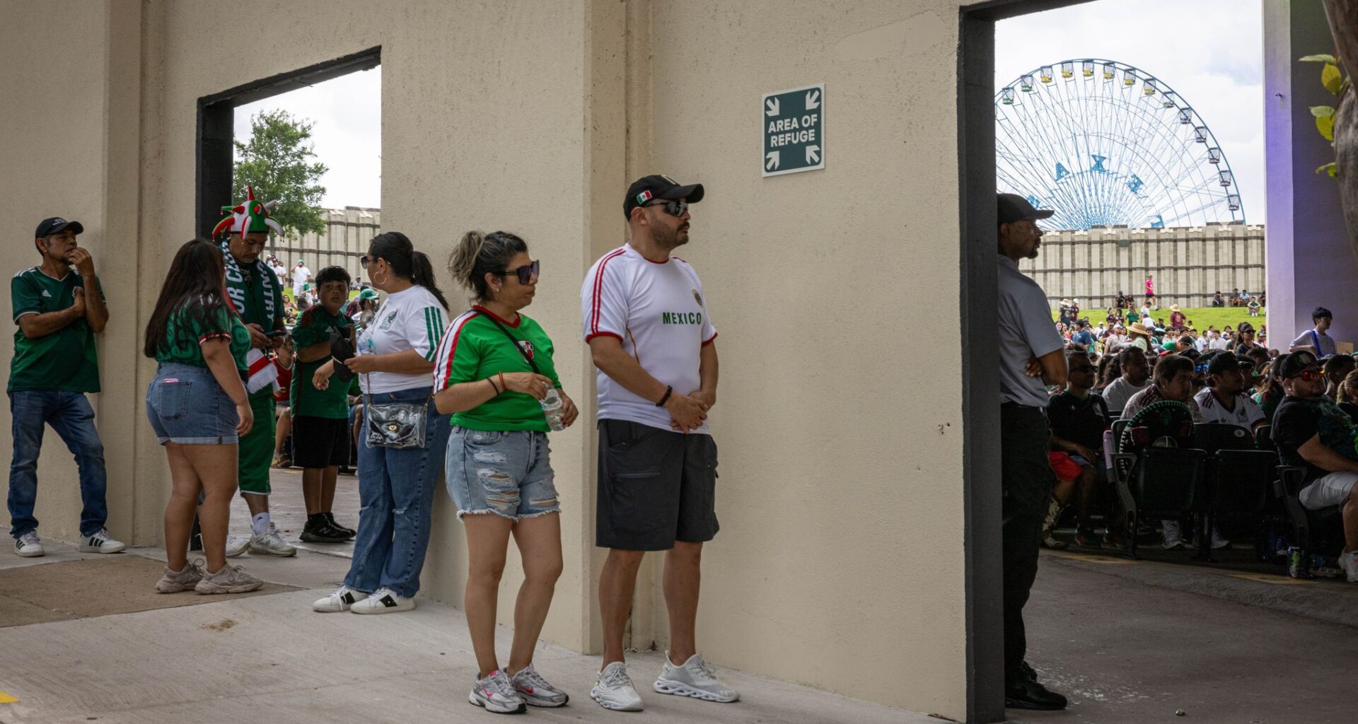 FIFA Fan Festival visitors watch Mexico defeat South Africa in the first game of the World Cup in Fair Park in Dallas, Thursday, June 11, 2026.