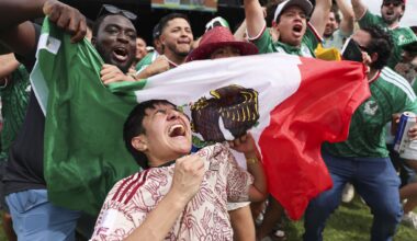 Mexico fans celebrate following their team’s win against South Africa in the opening game of FIFA World Cup soccer during FIFA Fan Fest at Fair Park on Thursday, June 11, 2026 in Dallas.