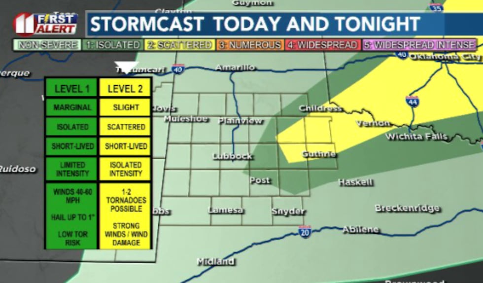 A slight risk is in effect for some of our eastern counties today