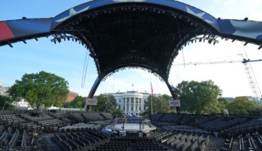 An octagon on the White House lawn for Trump's 80th birthday and the nation's 250th, in photos