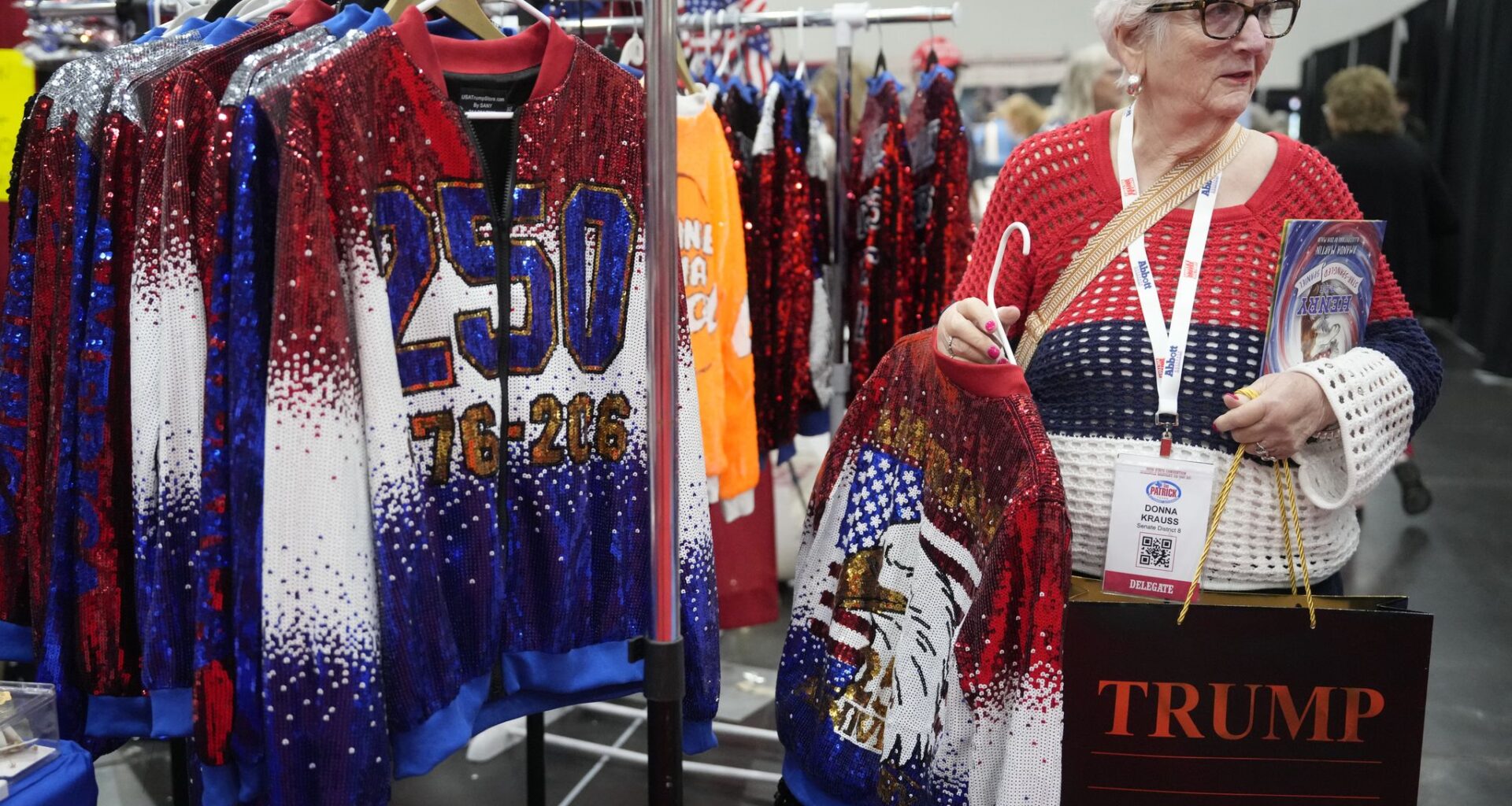 Donna Krauss of Plano shops during the Texas GOP convention in the George R. Brown Convention Center in Houston.