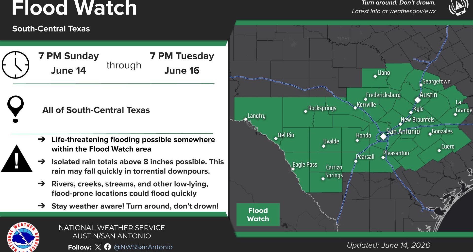 Flood watch issued for South Central Texas: Heavy rain incoming