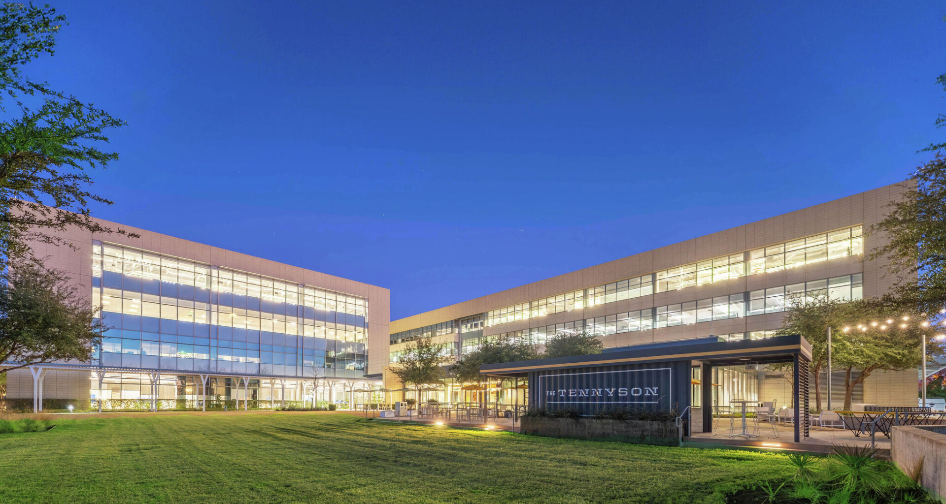 A photo of The Tennyson, a roughly 274,000 square-foot office campus. The building has a new owner.