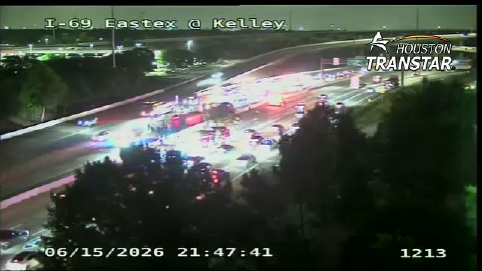 13 Alert Traffic: Big rig crash on IH-69 Eastex northbound at Kelley St. closes multiple lanes, TranStar cameras show