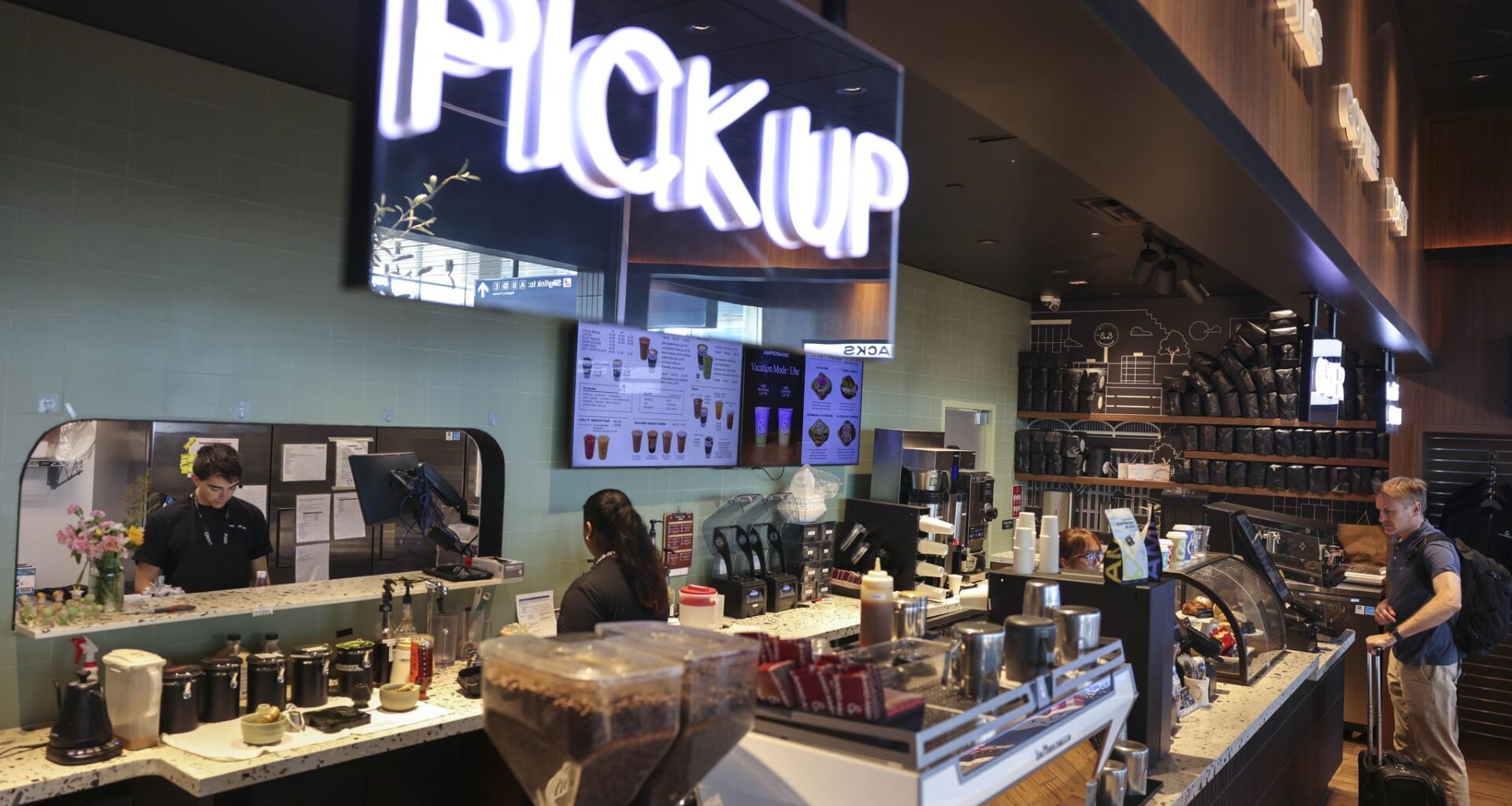 Inside Fort Worth-based coffeeshop Ampersand on Saturday, June 13, 2026 at the new terminal C of DFW International Airpor