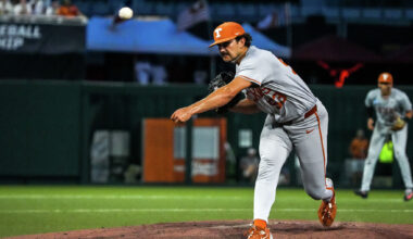 Texas names Luke Harrison its starting pitcher for CWS game vs Georgia