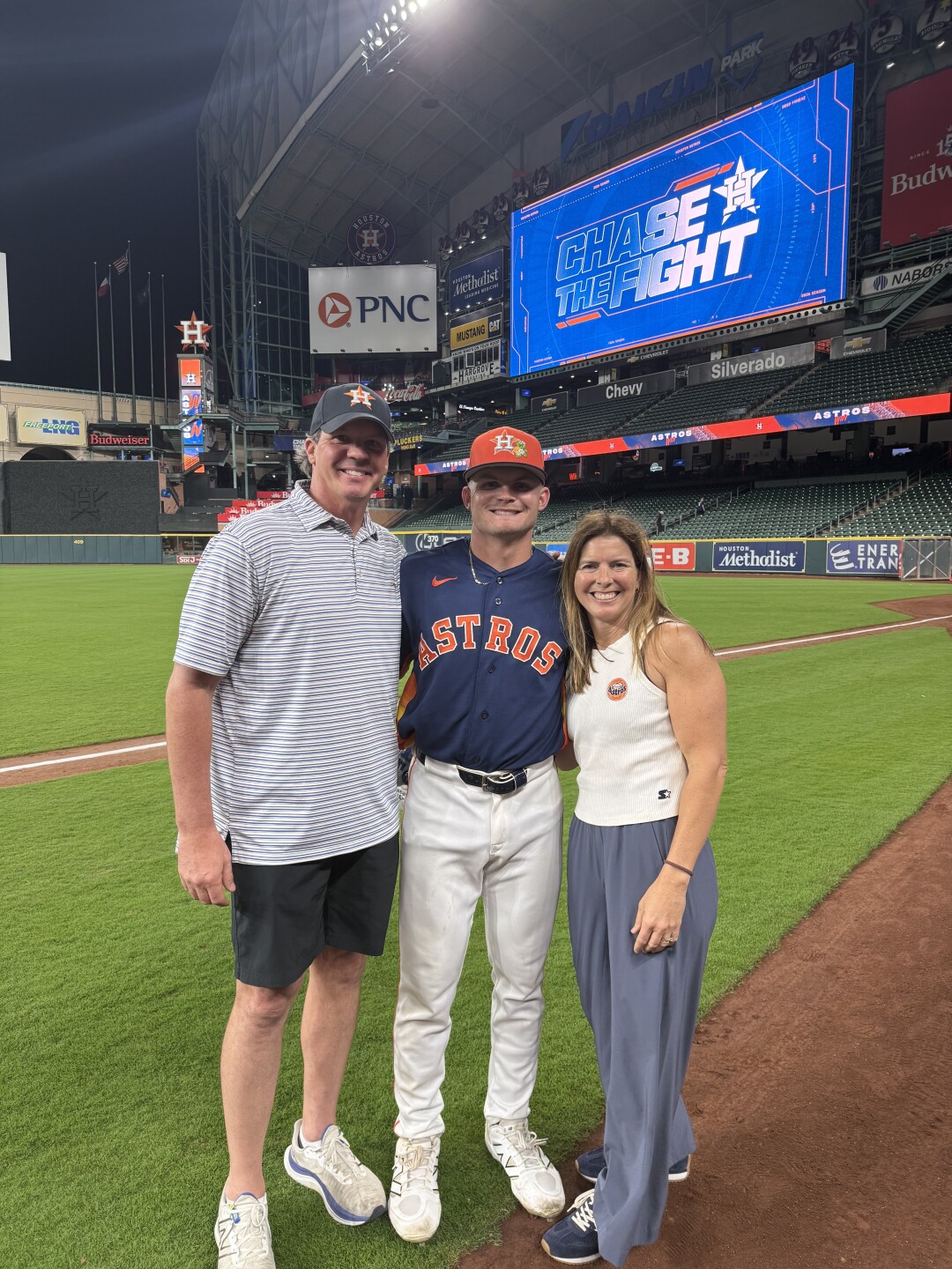 Hooks outfielder Joseph Sullivan with father