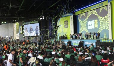 Dallas Mayor Eric Johnson inaugurates the FIFA Fan Fest ahead of opening game between Mexico and South Africa at Fair Park on Thursday, June 11, 2026 in Dallas.