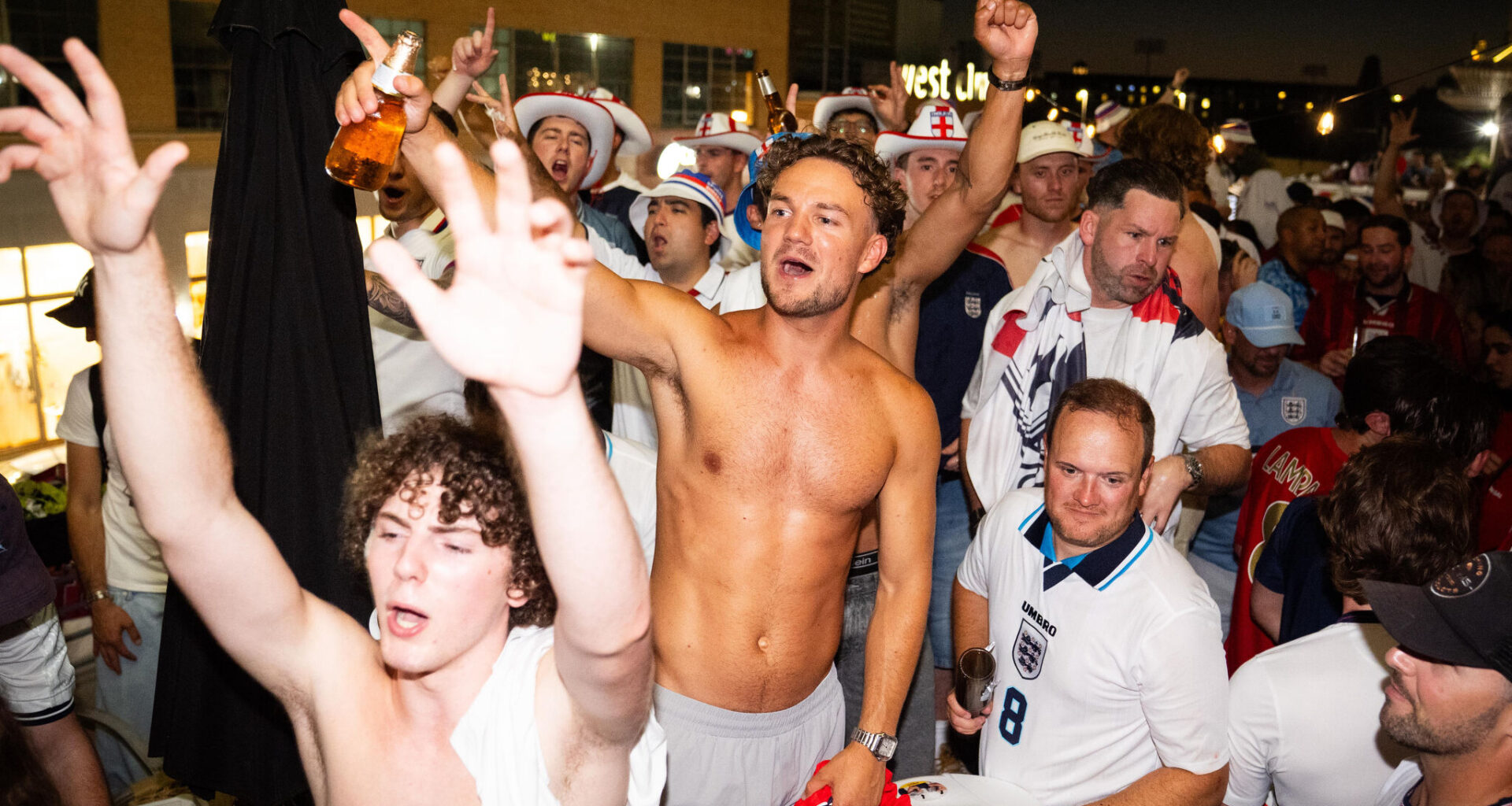 Photos show wild night as England fans drink Texas pub dry