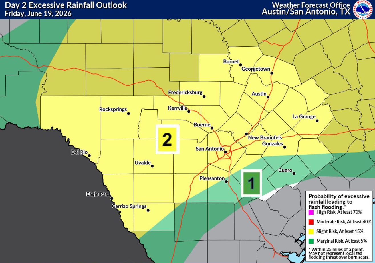 Scattered storms, flood threat return to South Texas on Friday