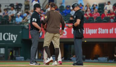 Only 2 umpires were on the field at the start of the Padres-Rangers game