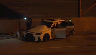 East Freeway vehicle hit by airborne driver, 3 hospitalized
