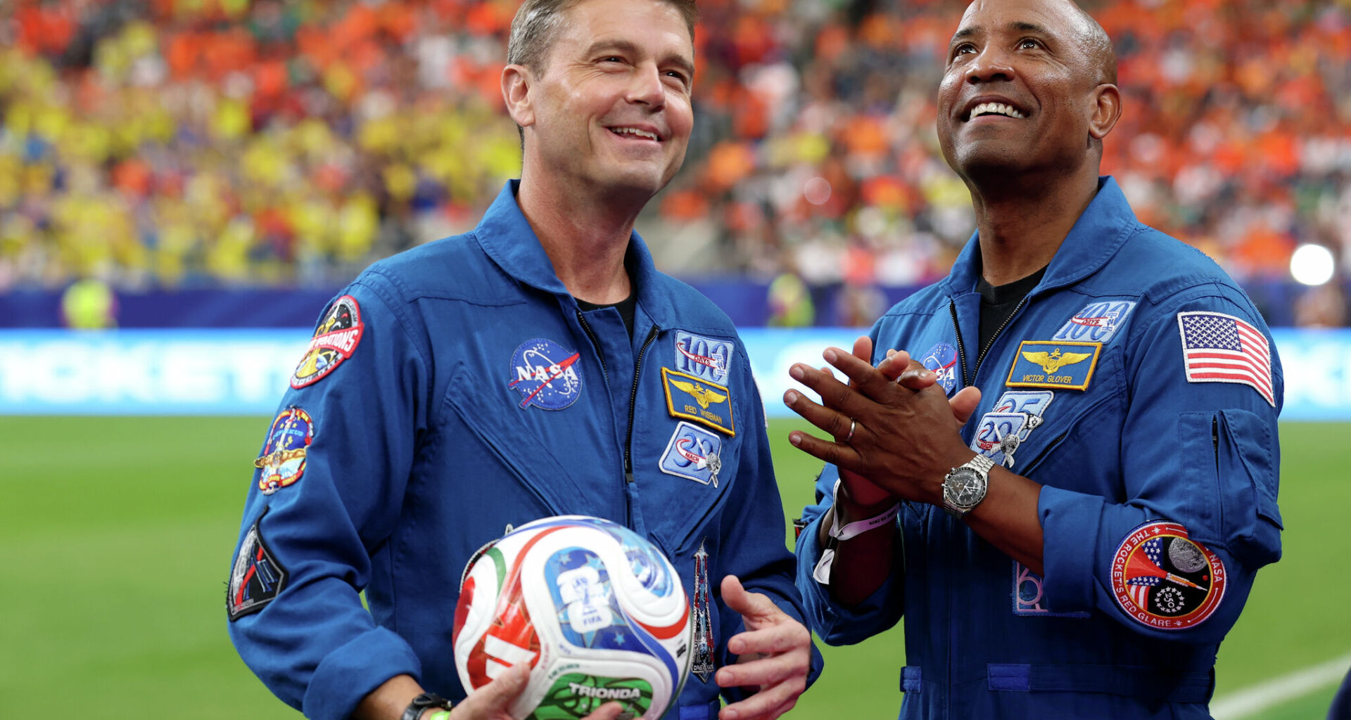 Artemis II astronauts honored at World Cup in Houston