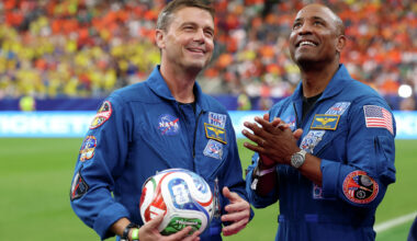 Artemis II astronauts honored at World Cup in Houston