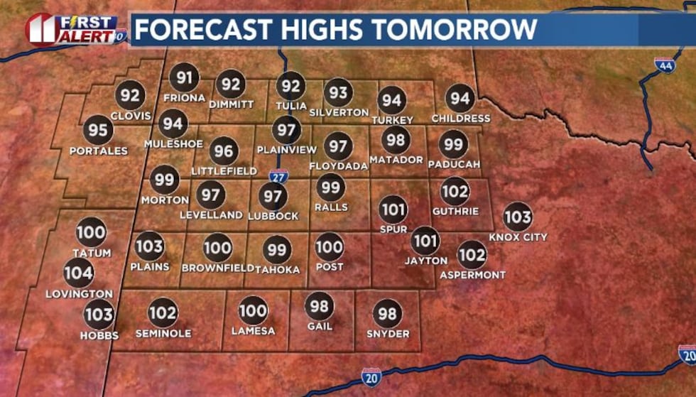 In Lubbock the high temperature soared to 106 degrees, just two degrees short of the record on...