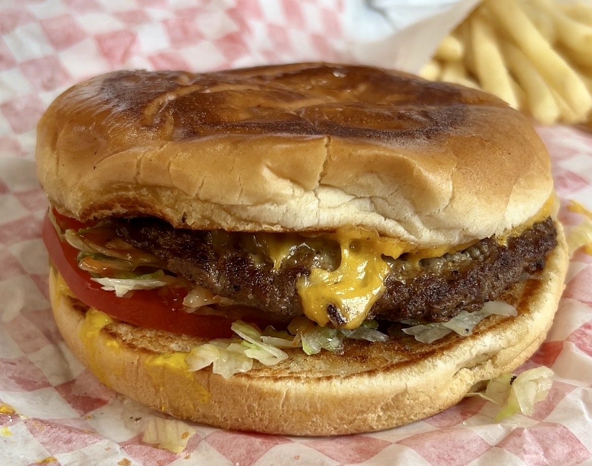 The large burger from Brenda's Burgers.