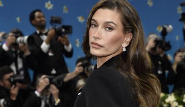 Hailey Bieber attends The Metropolitan Museum of Art's Costume Institute benefit gala celebrating the opening of the "Superfine: Tailoring Black Style" exhibition on Monday, May 5, 2025, in New York. (Photo by Evan Agostini/Invision/AP)