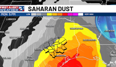 First big plume of Saharan Dust arrives in Texas next week