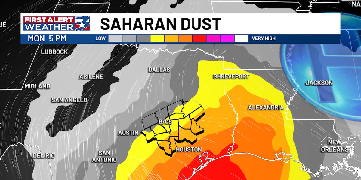 First big plume of Saharan Dust arrives in Texas next week