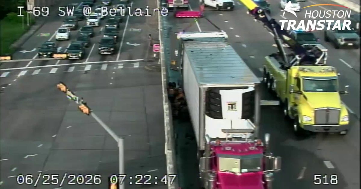 Traffic alert: US-59 lanes at Bellaire closed after truck fire, hazmat spill